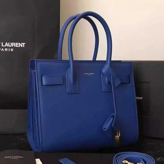 Replica Saint Laurent Baby Sac De Jour Bag In Blue Leather
